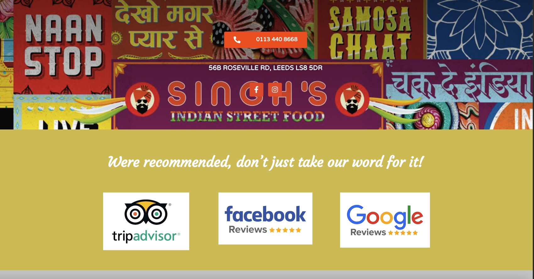 Singh's Street Food Banner